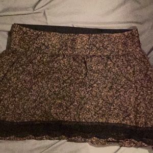 Brown Skirt with multi colored flowers